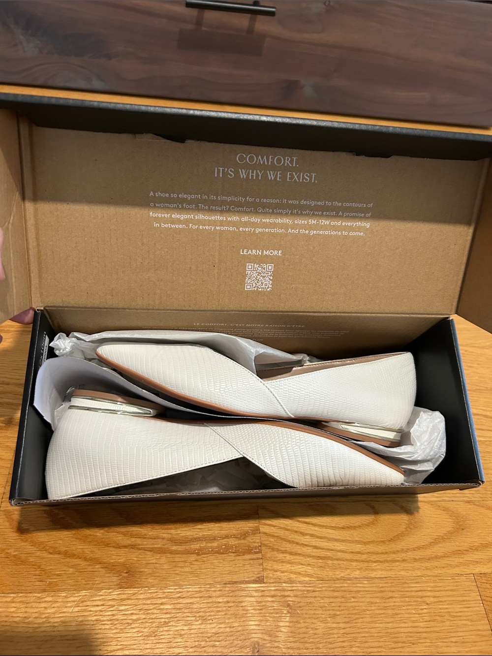 Naturalizer Havana Pointed-Toe Flats in Warm White Lizard-Texture - Picture 6 of 6